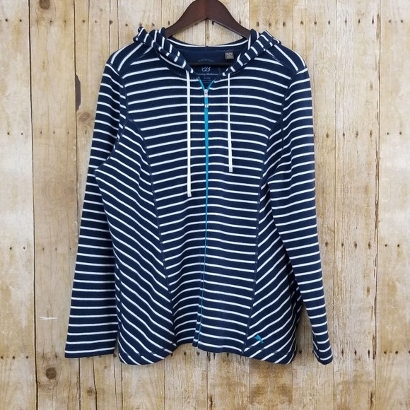 Tommy Bahama Tops - Tommy Bahama Striped Zip Up Hooded Jacket (XL)